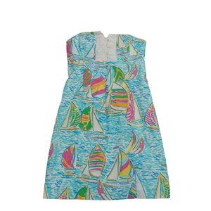 Lilly Pulitzer Dress Size 0 You Gotta Regatta‎ Sailboats Strapless Franco Dress